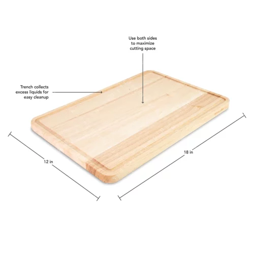 KitchenAid Classic Rubberwood Kitchen Cutting Board 12 inch x 18 inch Natural 6