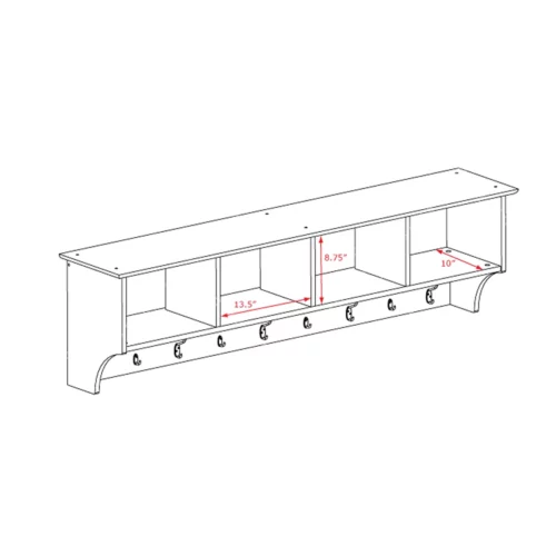 Prepac 60 Wide Hanging Entryway Shelf in Black 6
