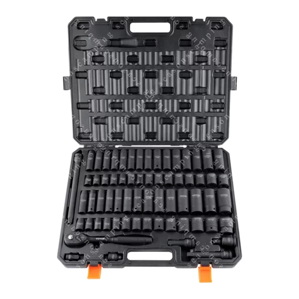 Impact Socket Wrench Set – 1/2-Inch Drive, 65-Piece Standard Set for Mechanics & Auto Repairs