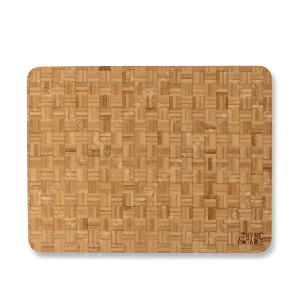 13" x 17" Bamboo End-Grain Butcher Block – Durable Wooden Cutting Board for Kitchen Use