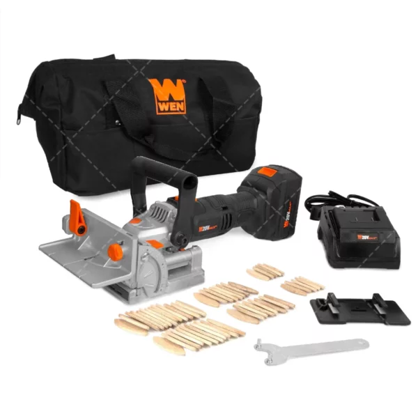 WEN Cordless Plate & Biscuit Joiner Kit – 20V Max with 4.0Ah Battery & Charger