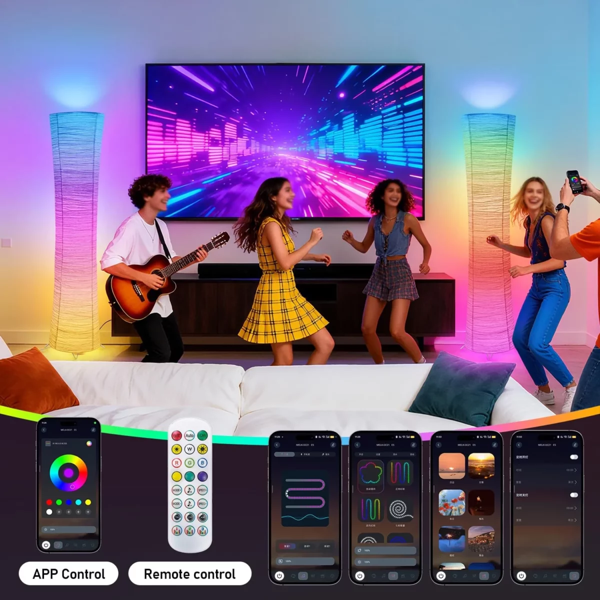 44 Smart RGB Floor Lamps for Bedroom Modern LED Corner Lamp with APP Remote Control 16 Million 05