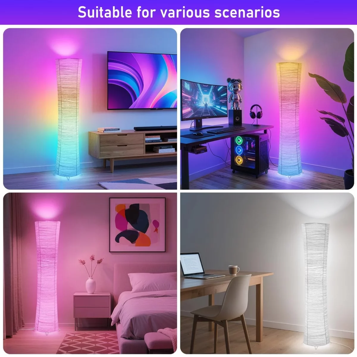 44 Smart RGB Floor Lamps for Bedroom Modern LED Corner Lamp with APP Remote Control 16 Million 06