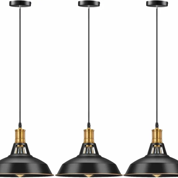 Farmhouse Style Industrial Pendant Light Modern Pendant Lamp Fixture Oil Rubbed Black Finish 3-Pack Kitchen, Dining Room