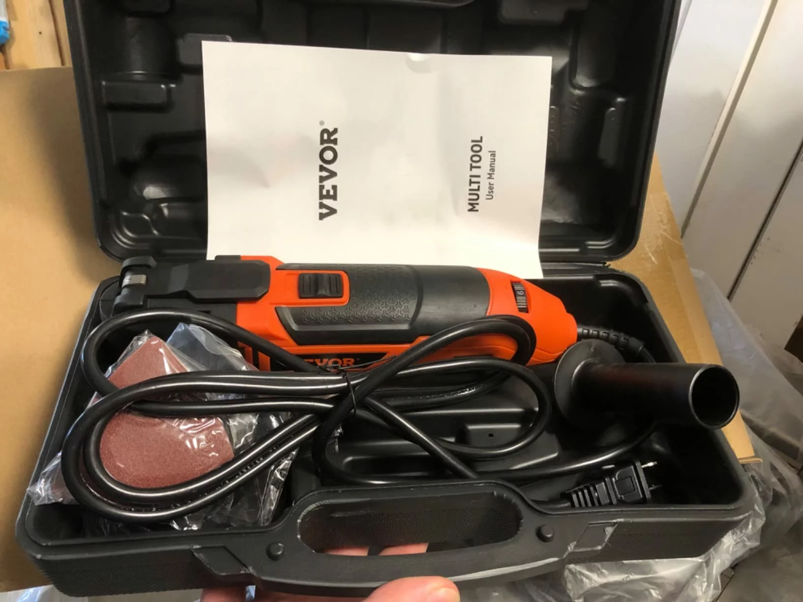 Click to view full screen VEVOR Oscillating Multi Tool 2.2A, 22,000 OPM, 2.8° Angle, Electric Corded Kit with 7 Saw Accessories photo review