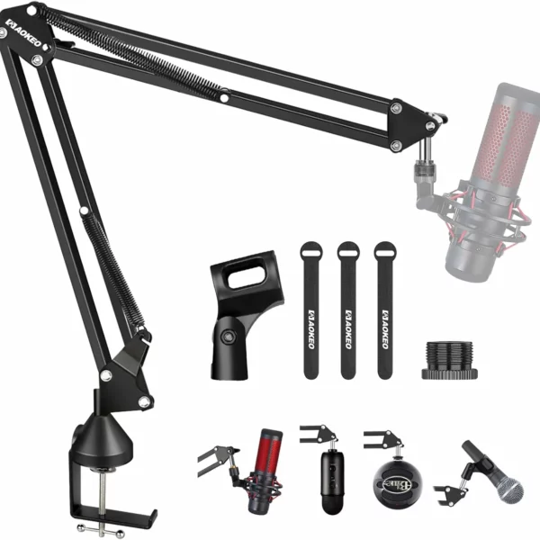 Microphone Arm Desk Stand, Suspension Boom Scissor Arm for Blue Yeti, Snowball iCE, QuadCast, Elgato Mics