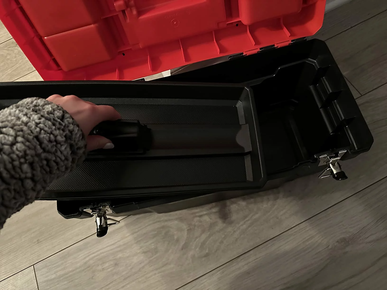 Portable Tool Box Small Parts Organizer 20In Bins Removable Tray Hardware Storage With Handle Plastic photo review