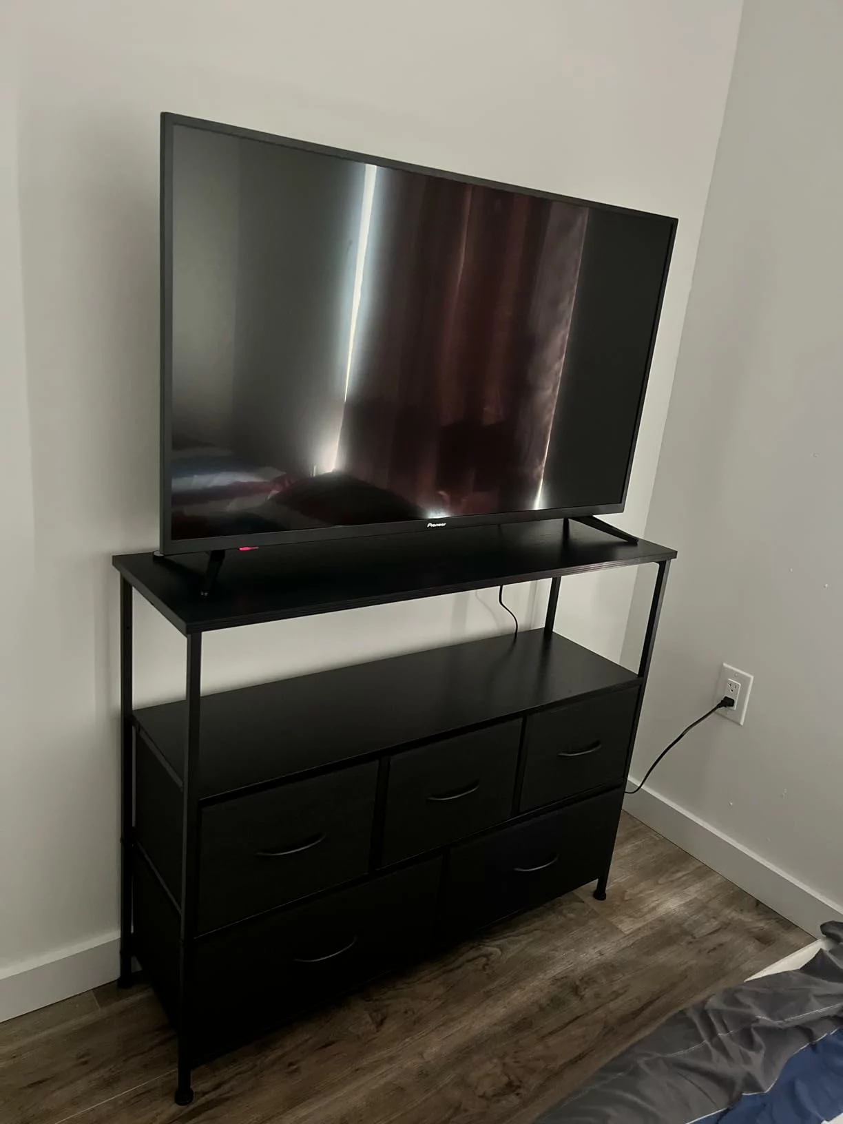 Click to view full screen TV Stand Dresser with 5 Fabric Drawers Entertainment Media Console Table for 45" TV, Open Shelf Storage for Bedroom photo review