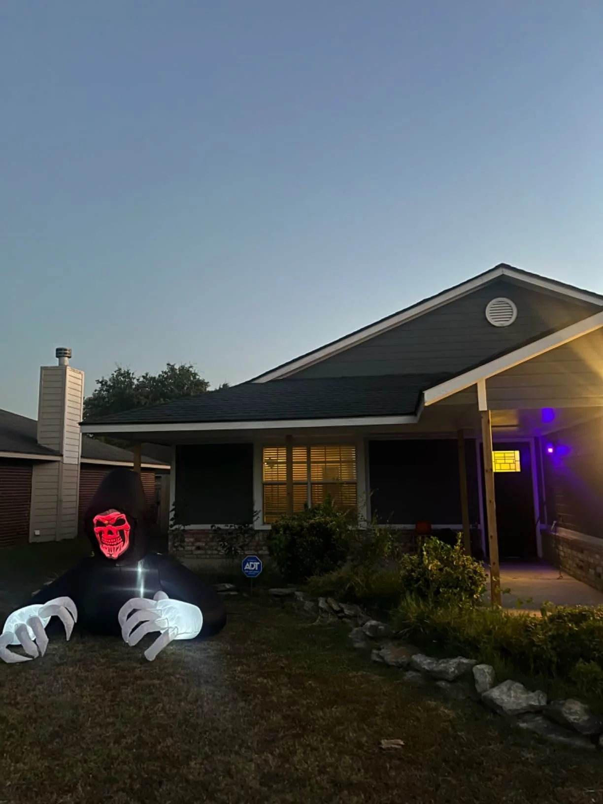 Click to view full screen 7FT Halloween Inflatable Large Grim Reaper Blow Up Yard Prop Decoration with LED Lights Waterproof for Outdoor Indoor Party photo review