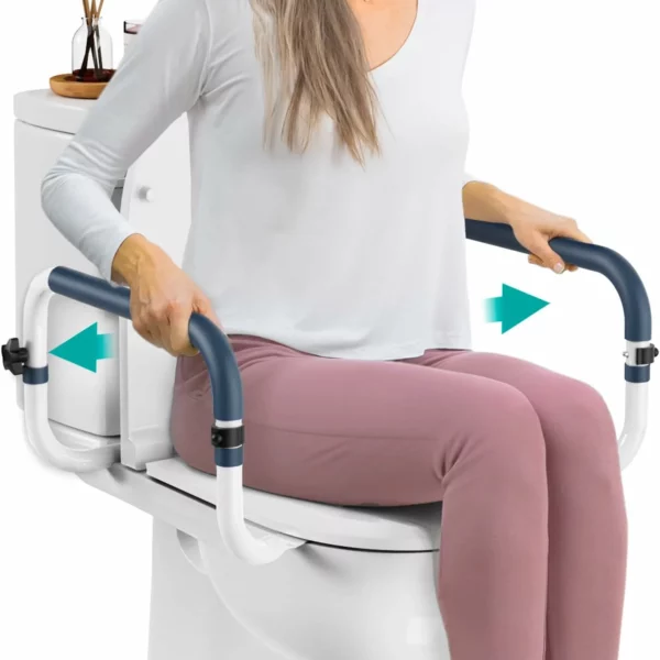 Adjustable Toilet Safety Rail for Seniors – Sturdy Grab Bar Supports 350lbs, Non-Slip Toilet Frame