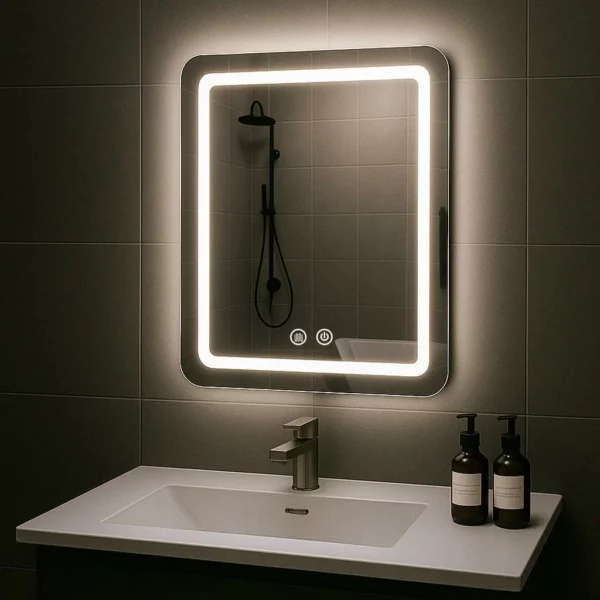 20x28 Inch LED Bathroom Mirror, Wall Mounted Vanity Mirror with Backlit, Fogless Anti-Fog Demister, Dimmable