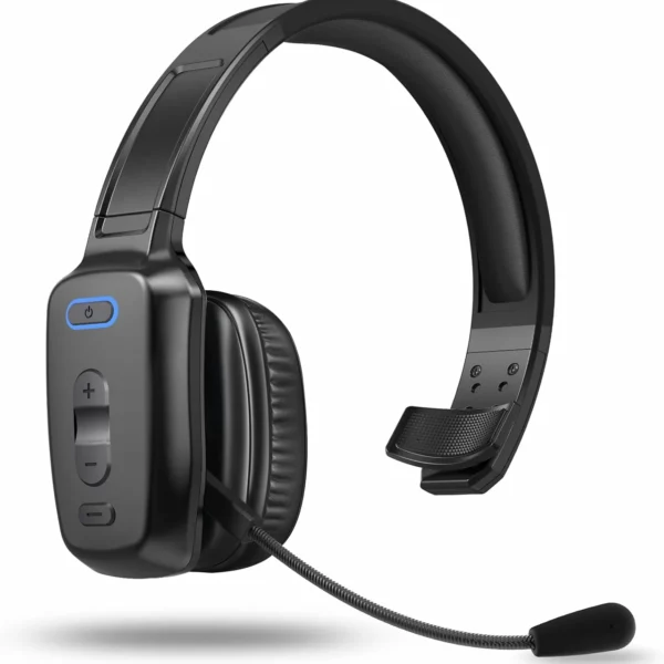 Bluetooth Headset V5.2 Wireless with Mic, 60Hrs Noise Canceling Single Ear Trucker Headphone with Mute for PC Phone Office
