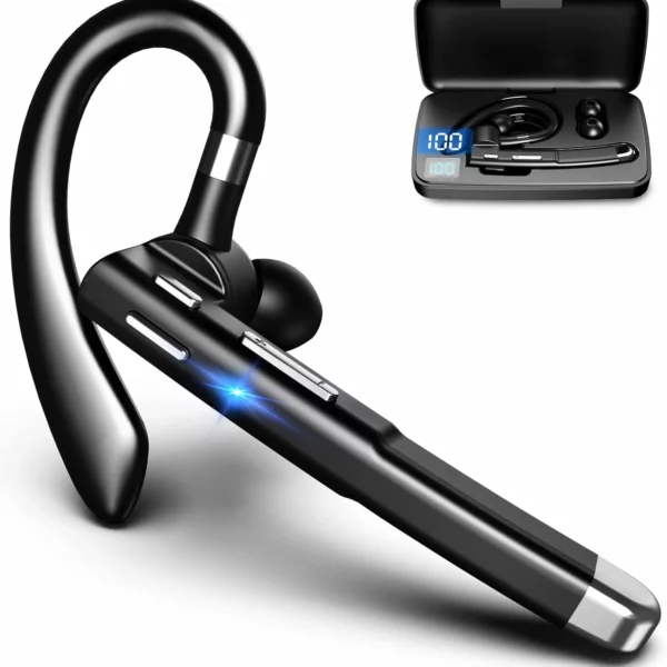 Bluetooth Headset for Cell Phones with LED Charging Case, 500Hrs Standby Hands-Free Earphone Bluetooth 5.4 Rotatable Mic