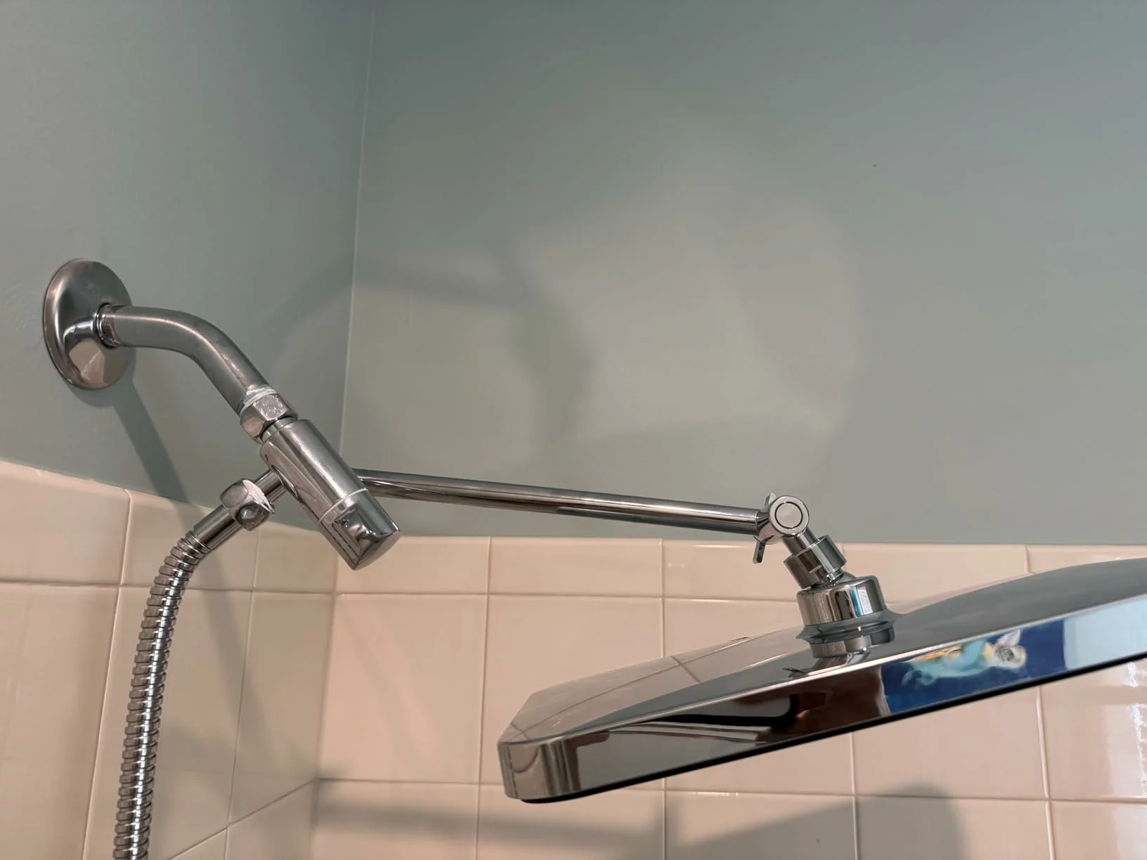 Click to view full screen High Pressure Dual Shower Heads – 14" Rainfall & Handheld, 7 Spray, Power Wash, Hard Water Filter, Bathroom Decor photo review
