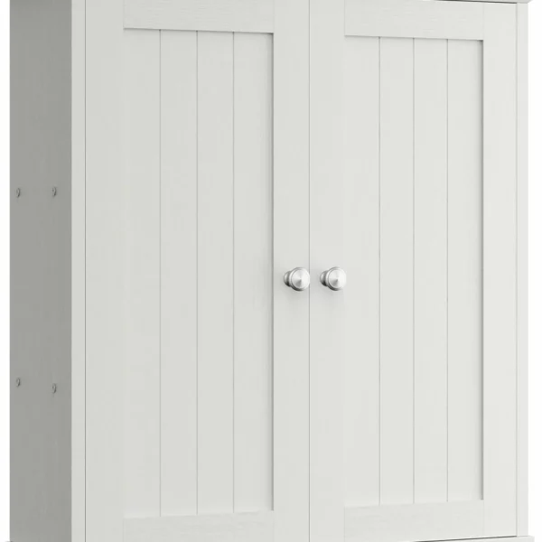 Wall Mounted Bathroom Storage Cabinet, 2 Door Medicine Cabinet Over Toilet with 3-Tier Shelves, Solid White