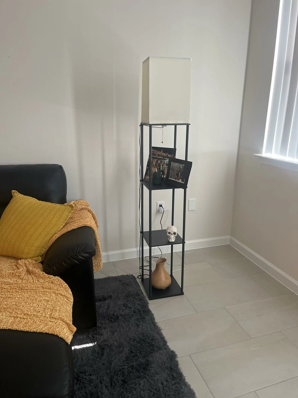 Floor Lamp with Shelves Modern Square Standing Lamp with 3 Color Temperature Bulb, Corner Display Bookshelf Lamp for Living Room photo review