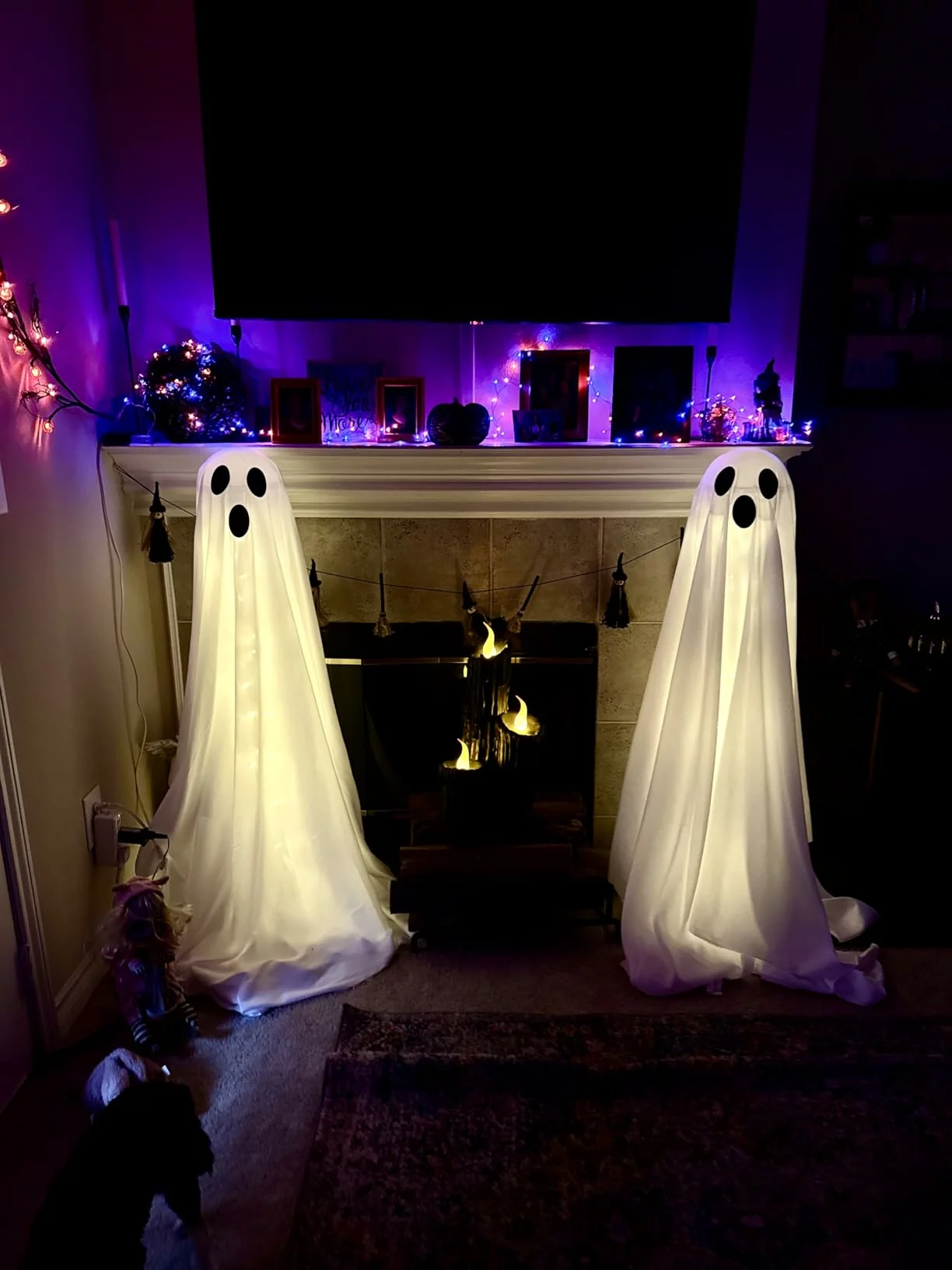 Click to view full screen Halloween Ghost Decorations Outdoor Waterproof 2 Pack with Remote String Lights, Battery Operated Yard Porch Decor photo review