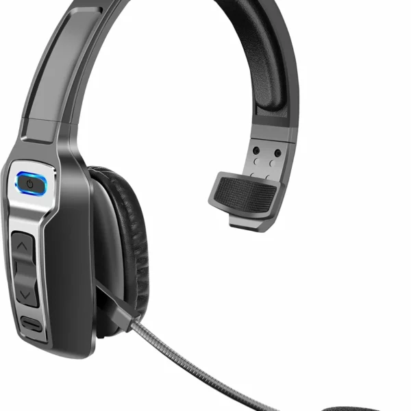 Trucker Bluetooth Headset V5.2 Wireless with Mic, AI Noise Canceling On-Ear Headphone with Mute for Office Driver