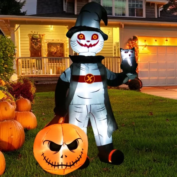 Halloween Inflatable 7FT Pumpkin Yard Decoration, Lighted Blow Up Outdoor Indoor Lawn Garden Halloween Party Decor