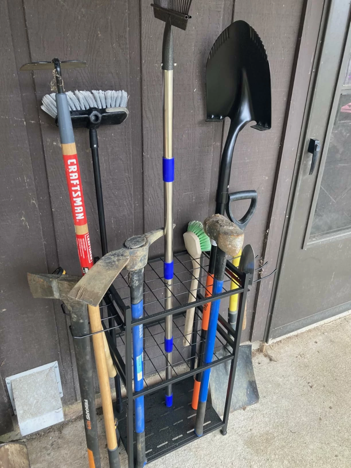 Click to view full screen 3 Tier Heavy Duty Garden Tool Organizer Rack Utility Yard Storage For Long Handle Tools Rake Brooms Shovel Garage photo review