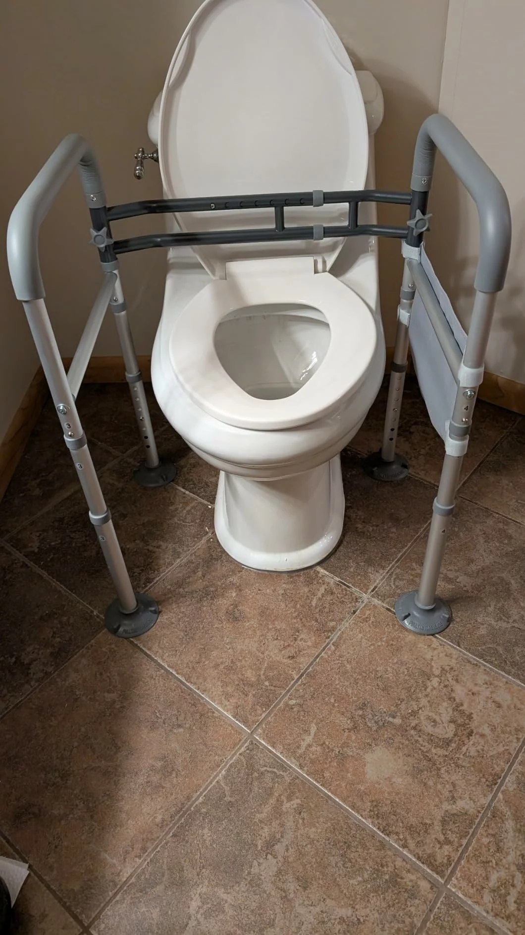 Click to view full screen Toilet Grab Bars for Seniors & Handicap – Adjustable Safety Rails, Large Suction Feet, Tool-Free Toilet Handles photo review