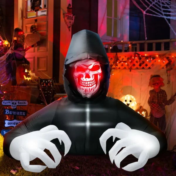 7FT Halloween Inflatable Large Grim Reaper Blow Up Yard Prop Decoration with LED Lights Waterproof for Outdoor Indoor Party