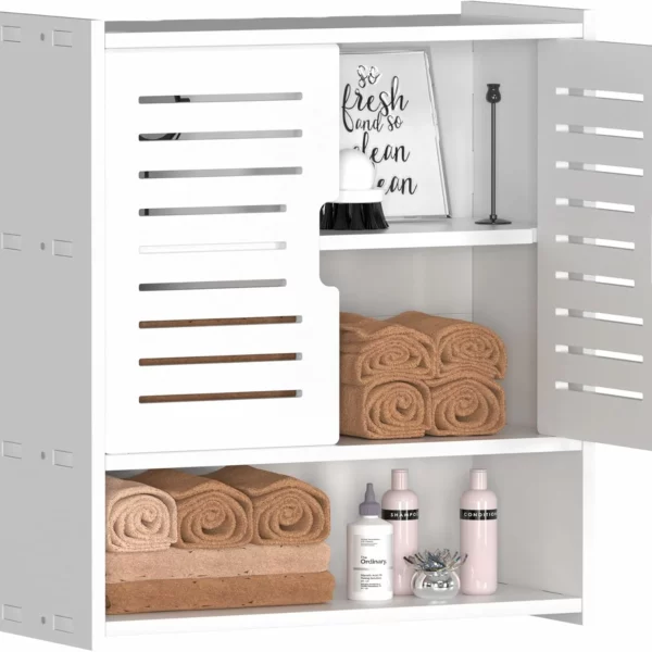 Wall Mounted Bathroom Medicine Cabinet, White Over Toilet Storage Organizer for Towels, Bedroom & Kitchen