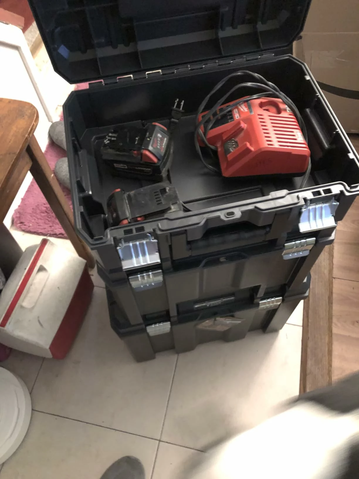 Click to view full screen Dewalt Portable Rolling Tool Box With Wheels Modular Large With Telescopic Handle Carrier Deep Stackable photo review
