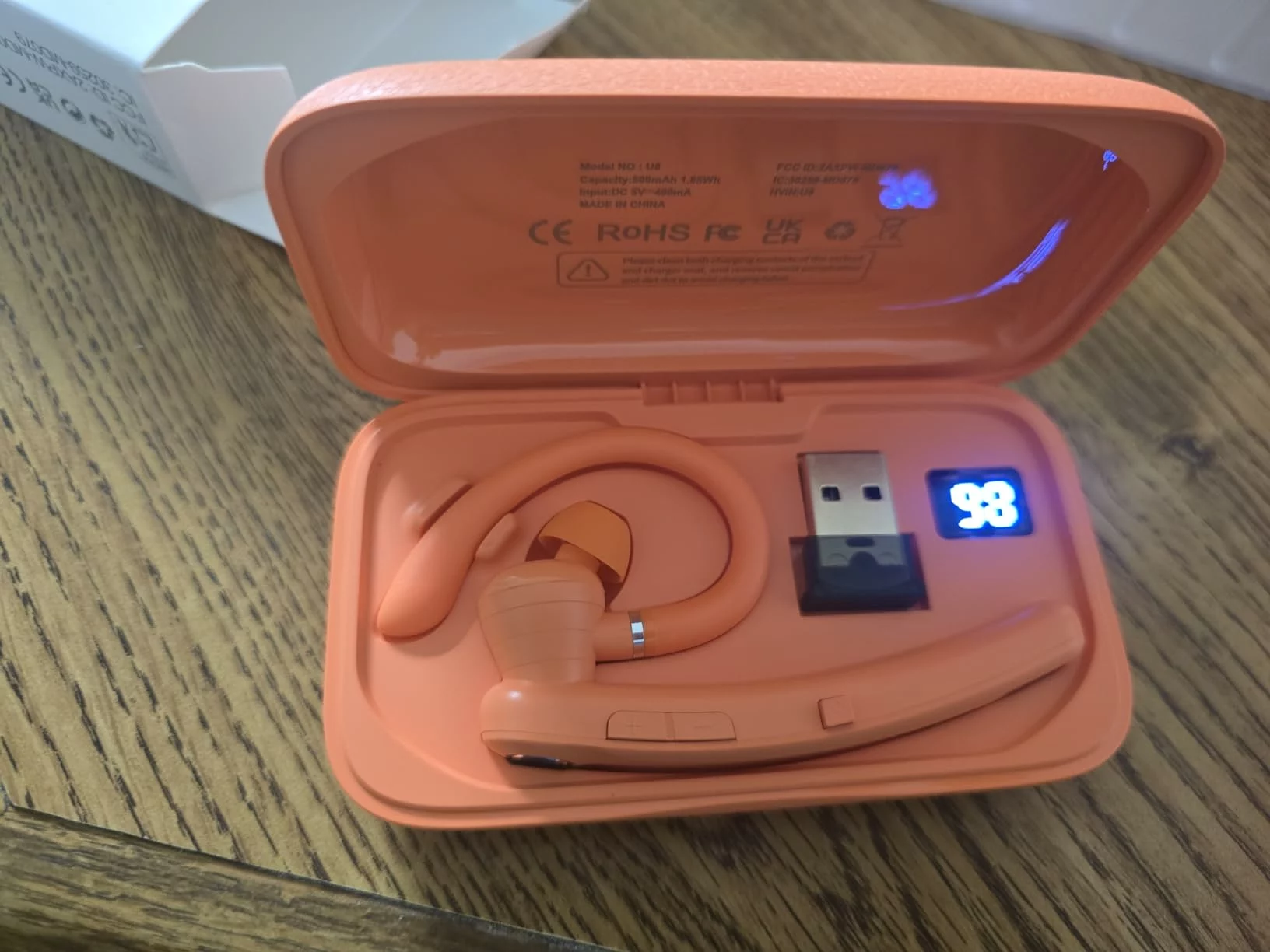 Click to view full screen Bluetooth Headset V5.4 Wireless Earpiece with Dual Mic Noise Cancelling, 115H Playtime Hands-Free Headphone for Trucker Work photo review