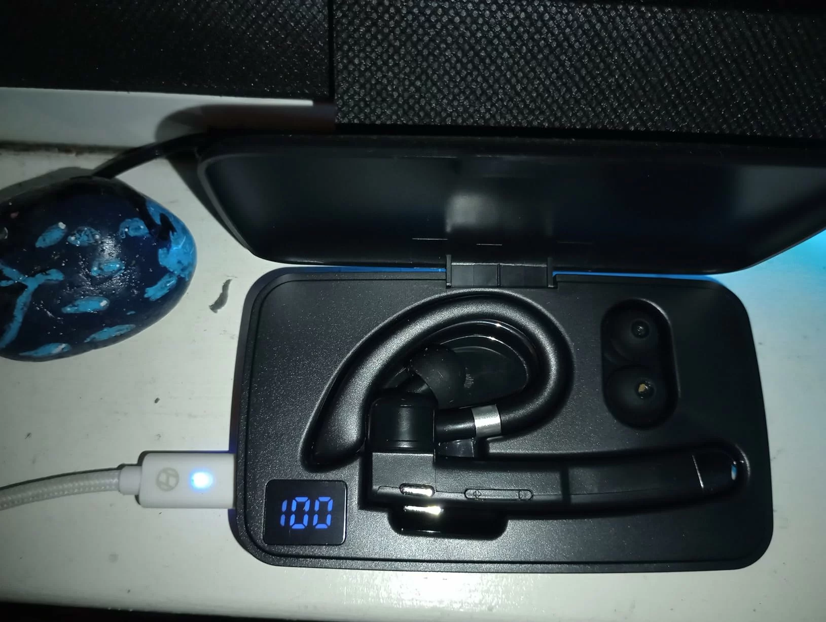 Click to view full screen Bluetooth Headset for Cell Phones with LED Charging Case, 500Hrs Standby Hands-Free Earphone Bluetooth 5.4 Rotatable Mic photo review