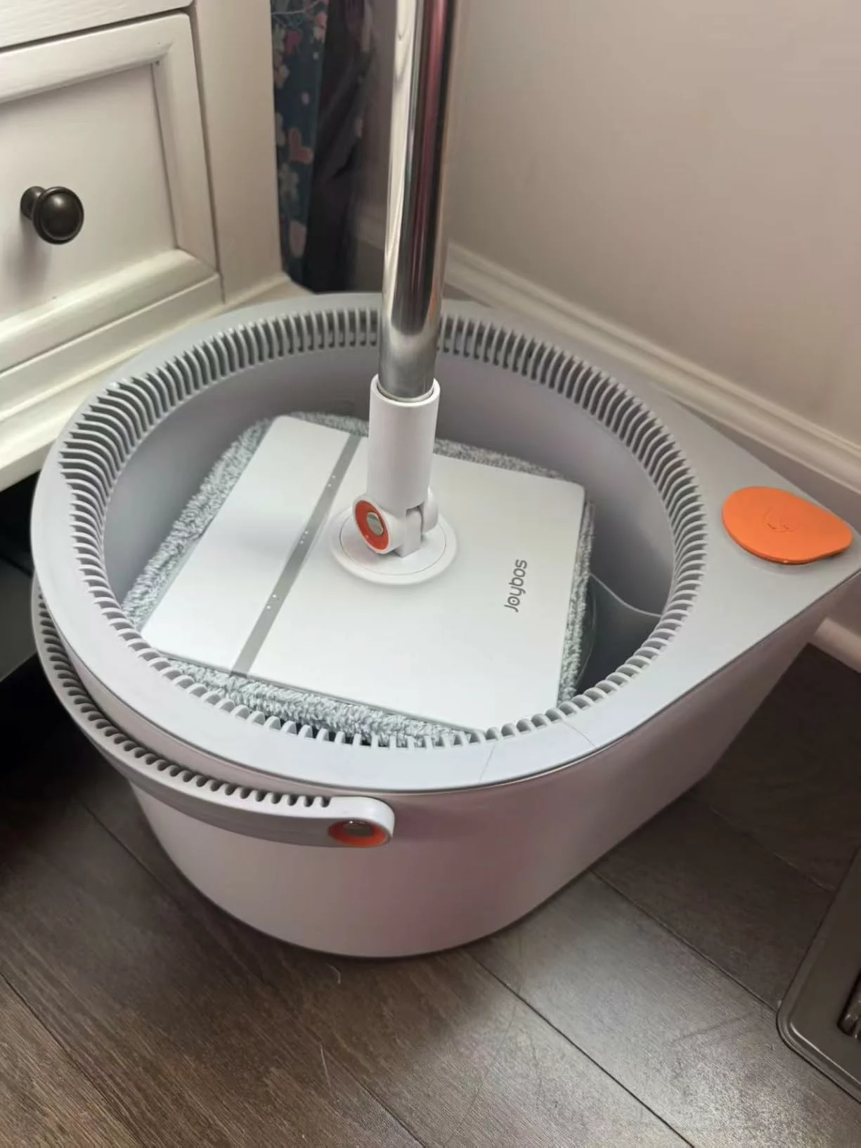 Click to view full screen Spin Mop and Bucket Set with Dual Chamber Self Separation for Clean and Dirty Water Wet Dry Floor Wall Window Cleaning photo review