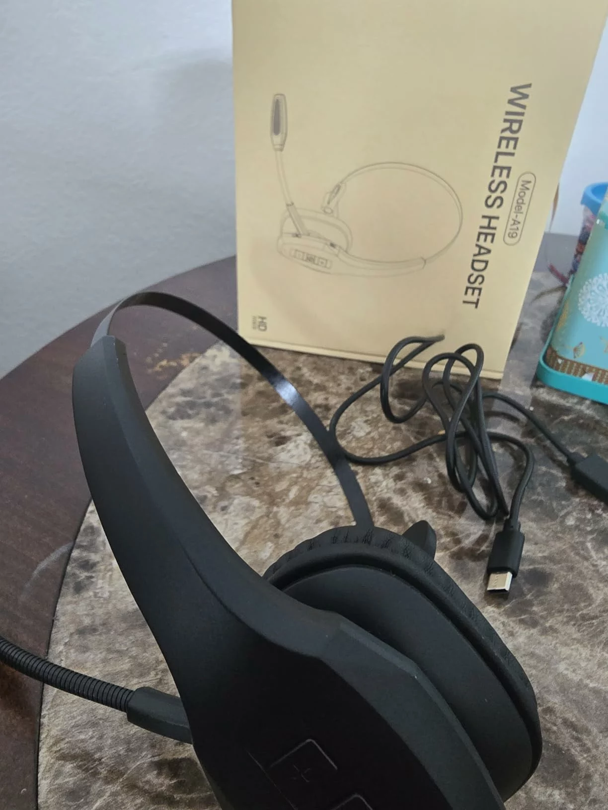 Click to view full screen Trucker Bluetooth Headset Wireless with Dual Noise Cancelling Mic & Mute, 55Hrs Work Time PC Headset for Phone Computer photo review