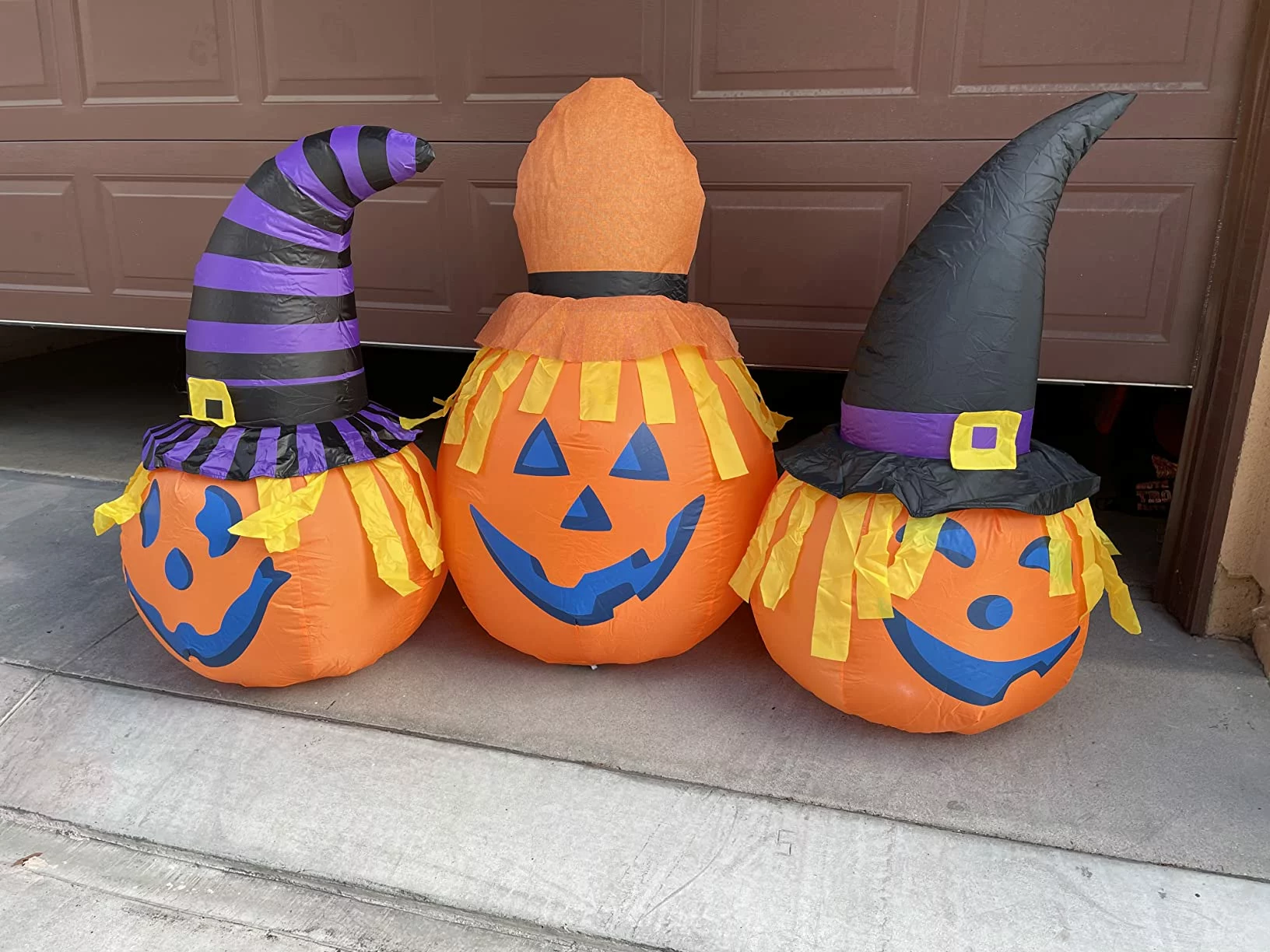 Click to view full screen 6.5 FT Halloween Inflatables Outdoor Pumpkin Combo with Wizard hat Blow Up Yard Decoration with LED Lights Built-in for Holiday Party photo review
