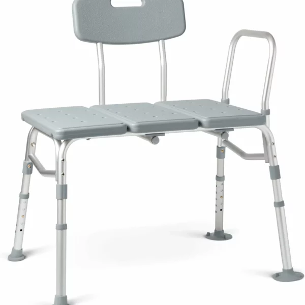 Heavy-Duty Medline Transfer Bench – Adjustable Shower & Bath Seat for Seniors, Tool-Free Assembly, 400lbs