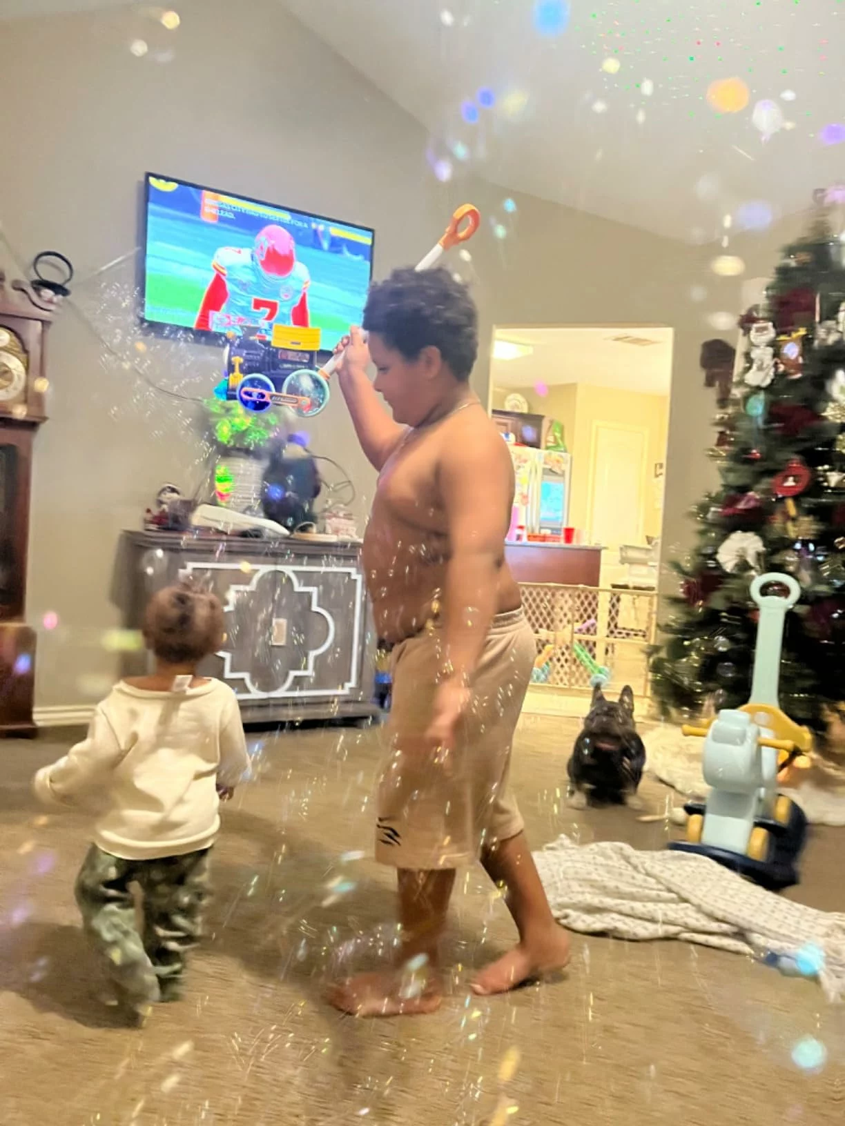 Click to view full screen Bubble Machine Blower Maker, Bubble Lawn Mower & Music Train with Light, Outdoor Push Toys for Toddlers Kids 1-8 Birthday Gift photo review