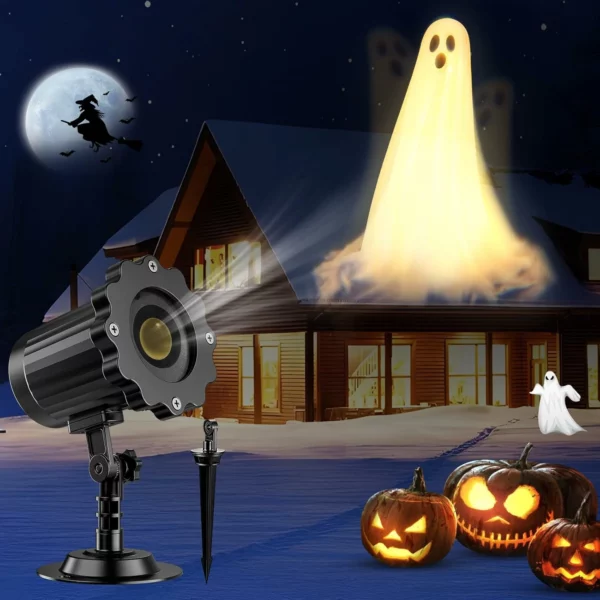 Halloween Projector Lights Outdoor, 3D Dynamic Ghost Projection Lamp Waterproof  with HD Patterns for Home Decor