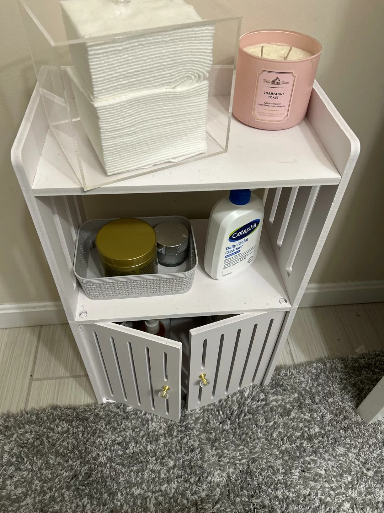 Click to view full screen 4-Tier Wall Mounted Bathroom Cabinet, Storage Organizer with Door & Shelf for Medicine, Towels, Small Spaces photo review