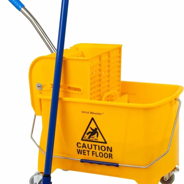 Mop Bucket With Wringer On Wheels 5 Gallon Heavy Duty Dual Chamber Industrial Separate Dirty Water 20 Quart Yellow