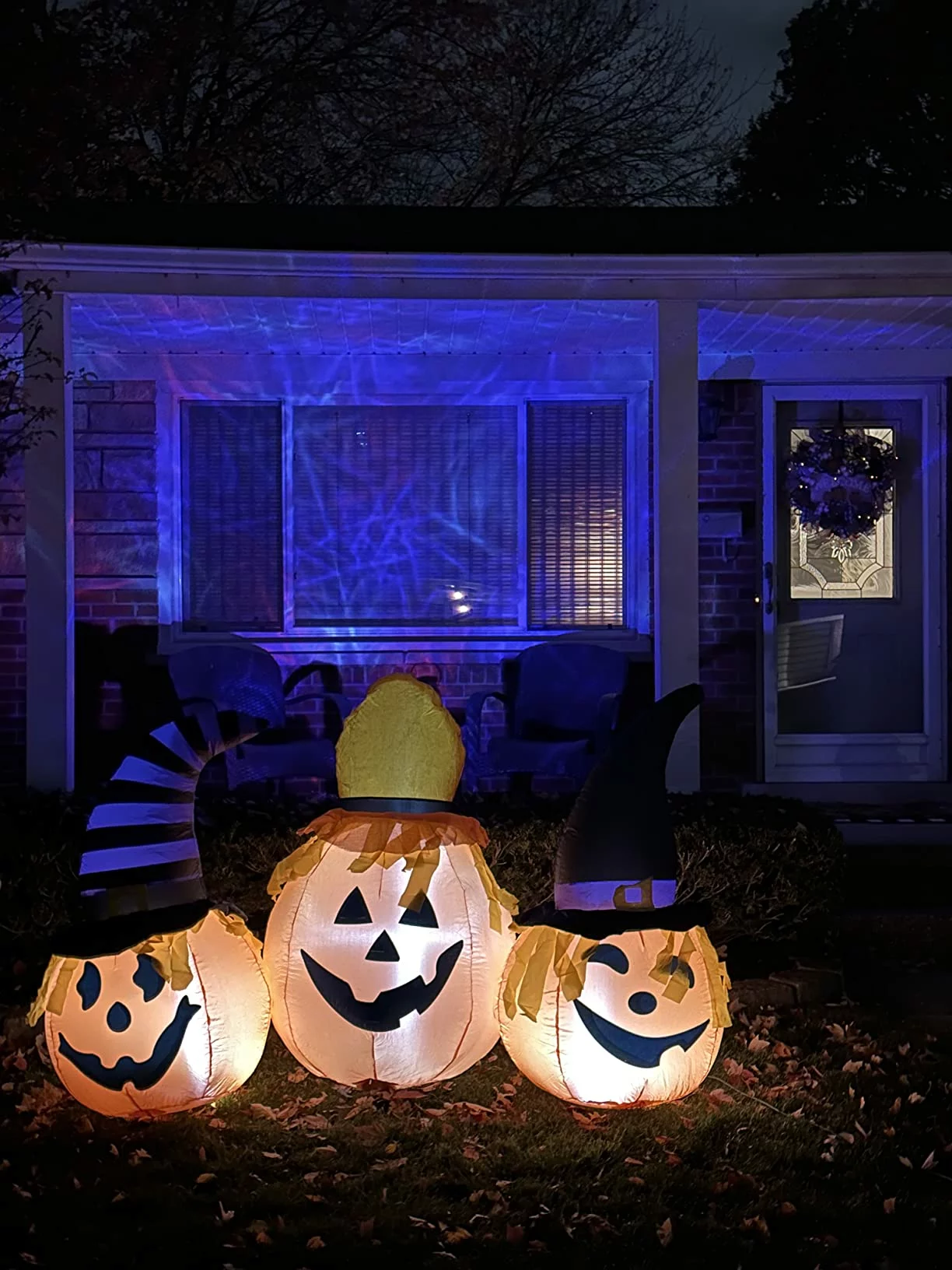 Click to view full screen 6.5 FT Halloween Inflatables Outdoor Pumpkin Combo with Wizard hat Blow Up Yard Decoration with LED Lights Built-in for Holiday Party photo review