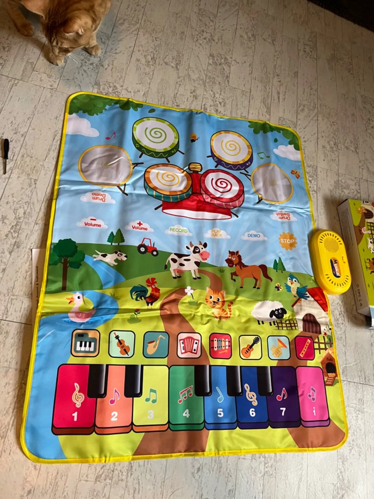 Click to view full screen Musical Mats 3-in-1 Piano Drum Animal, Sensory Montessori Learning Play Mat Educational Toys for Baby Girls Boys 1-5 photo review
