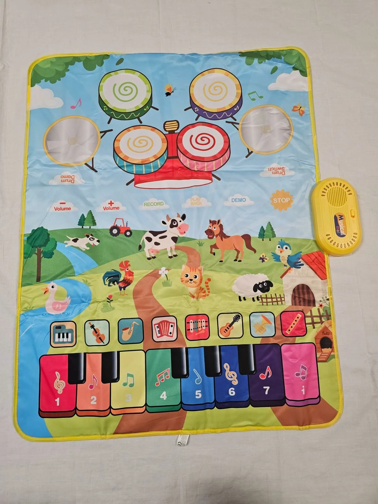 Click to view full screen Musical Mats 3-in-1 Piano Drum Animal, Sensory Montessori Learning Play Mat Educational Toys for Baby Girls Boys 1-5 photo review