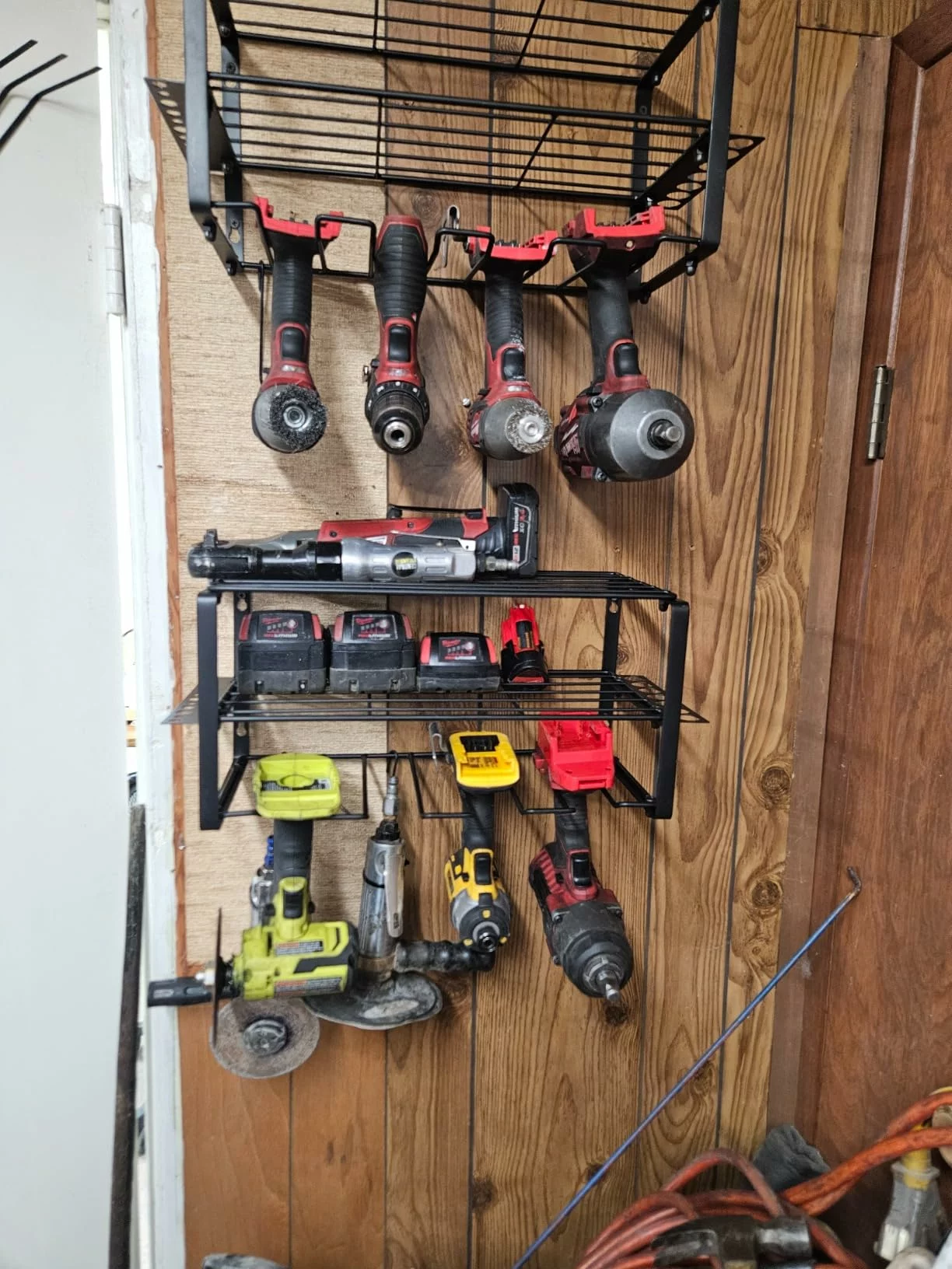 Click to view full screen Power Tool Organizer 2Pcs Drill Holder Wall Mount Garage Storage Rack For Handheld Power Tools Metal Drill Holder For Garage Shed photo review