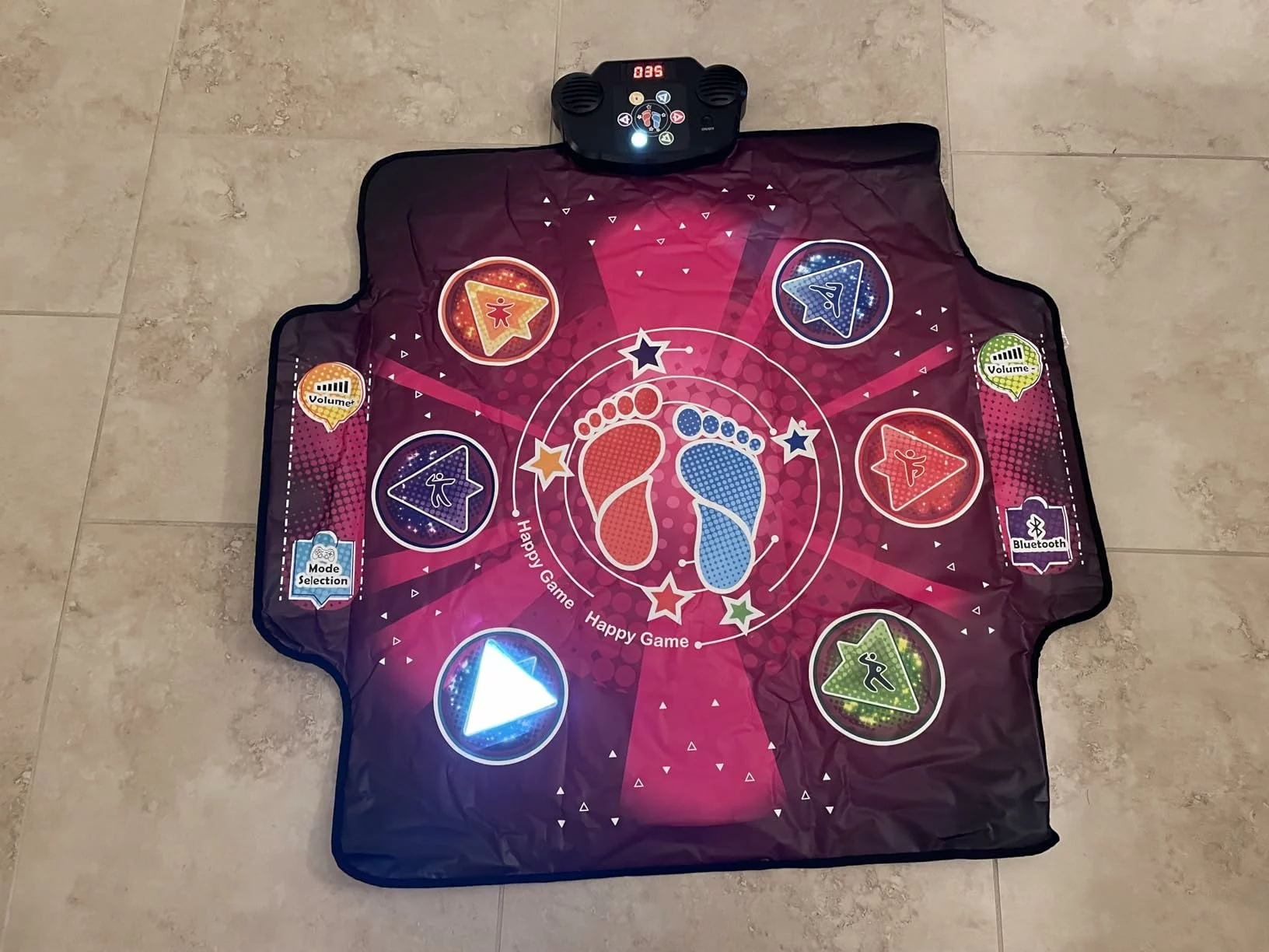 Click to view full screen Electronic Dance Mat for Kids, Upgraded Light-Up 6 Button Bluetooth Play Pad with Music photo review