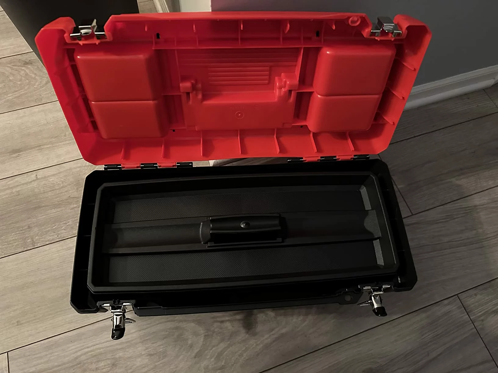 Portable Tool Box Small Parts Organizer 20In Bins Removable Tray Hardware Storage With Handle Plastic photo review
