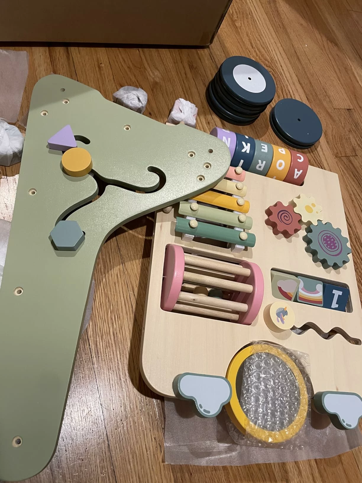 Click to view full screen Wooden Baby Push Walker Montessori Toy With Wheels for Babies 6-12 Months, Safe Push Walker Gift for 1 Year Old Boys Girls photo review