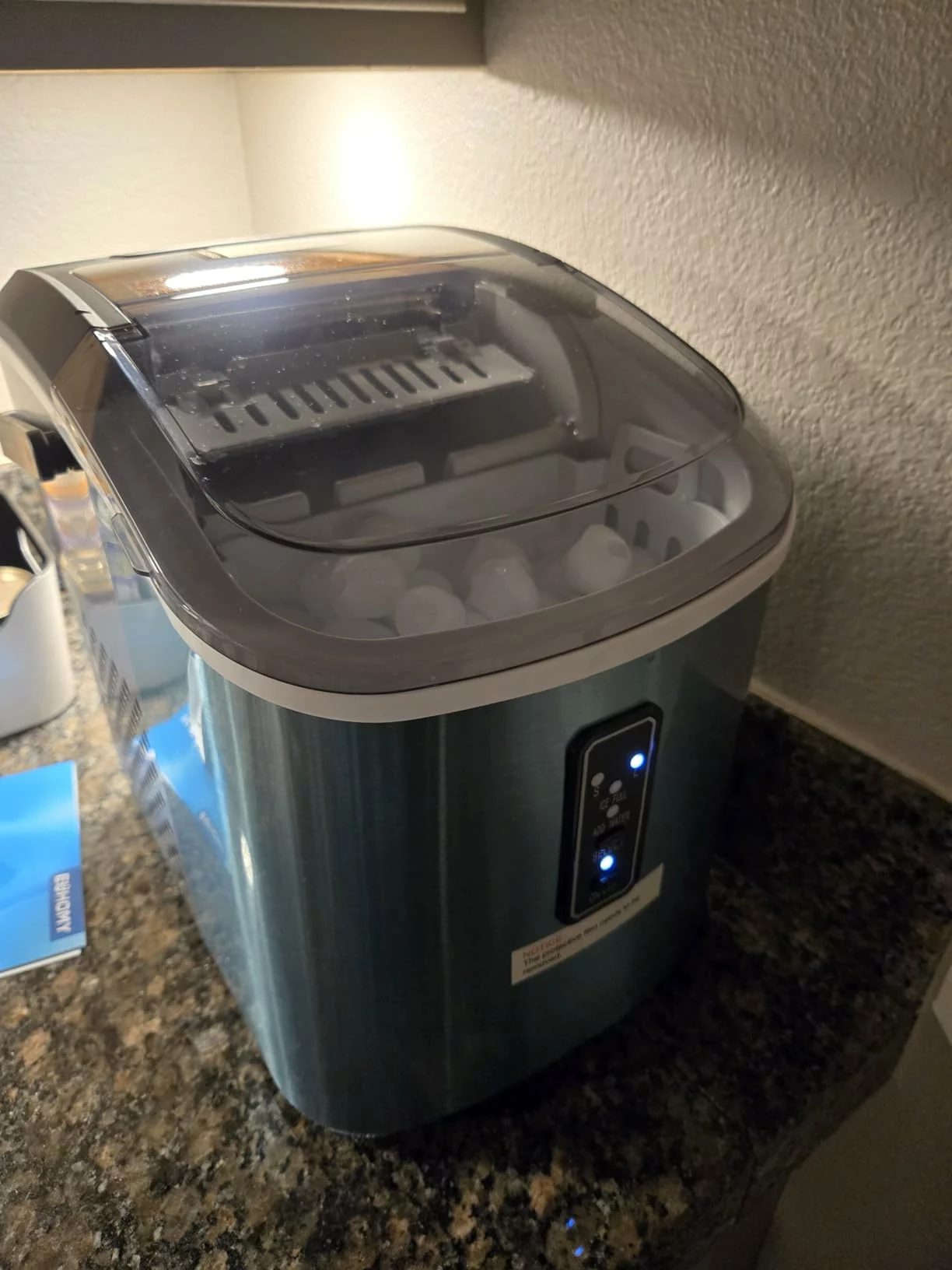 Click to view full screen Portable Countertop Ice Maker, Self Cleaning Machine 26lbs/24H, 9 Cubes in 6 Mins with Carry Handle, Basket and Scoop photo review