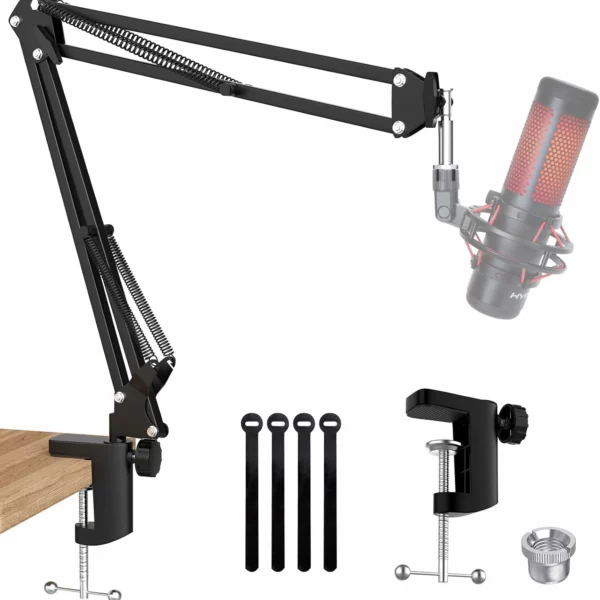 Boom Arm Microphone Stand for Blue Yeti, HyperX QuadCast, SoloCast, Fifine AM8, Desk Mic Arm with 3/8" to 5/8" Adapter