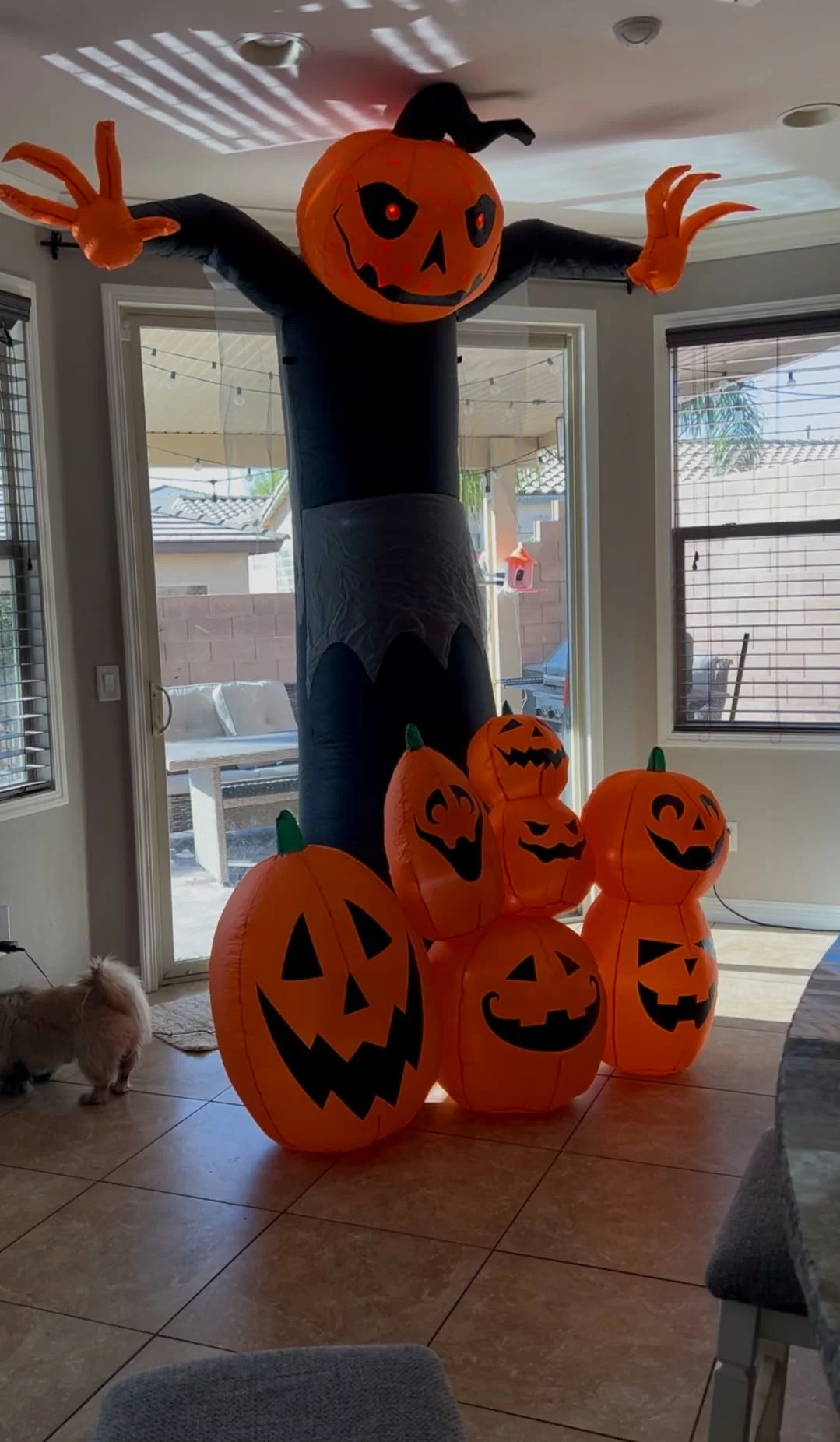 Click to view full screen 9FT Giant Halloween Inflatable Pumpkin Grim Reaper Ghost Blow Up Outdoor Yard Decorations with Rotating LED Light photo review