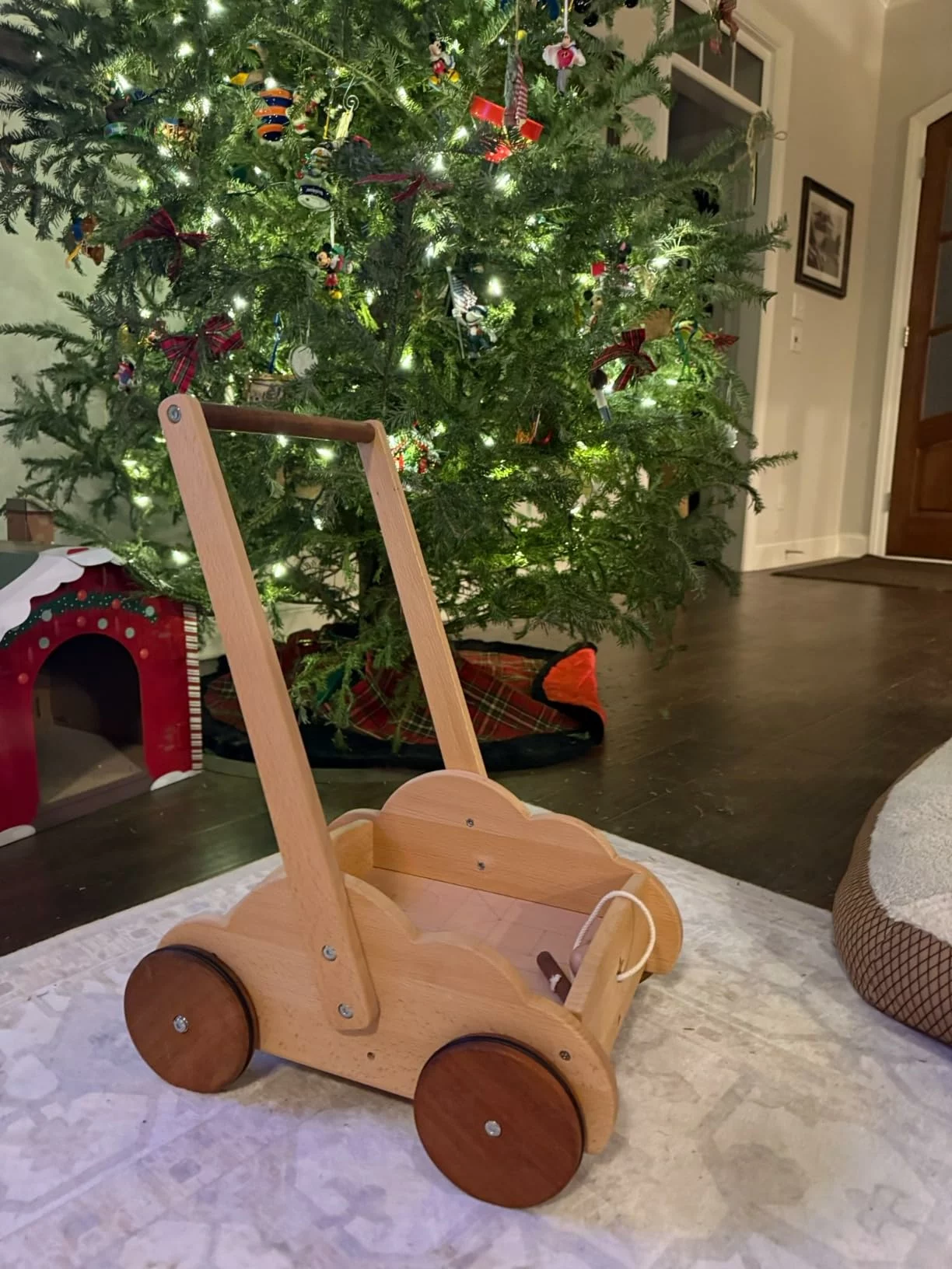 Click to view full screen Beright Wooden Baby Walker Push Toy, Montessori Learning Walking Toys for Toddlers, Natural Wood, No Blocks photo review