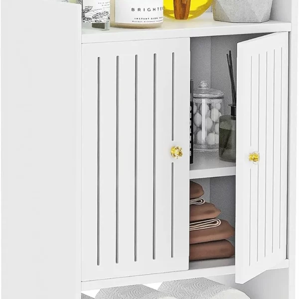 4-Tier Wall Mounted Bathroom Cabinet, Storage Organizer with Door & Shelf for Medicine, Towels, Small Spaces